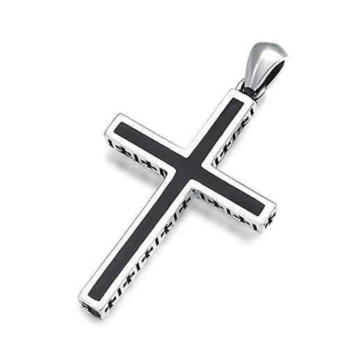 Christian Kreuz Anhänger Halskette, Herren Gothic Vintage Kreuz S925 Sterling Silber Halskette, Silber, Einzelanhänger von Generic