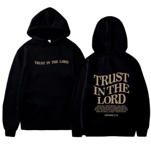 Christian Sweatshirts Für Frauen Trust In The Lord Kapuzenpullover Tops Loose Fit Casual Langarm Christian Hoodies Taschen, Schwarz , 42 von Generic