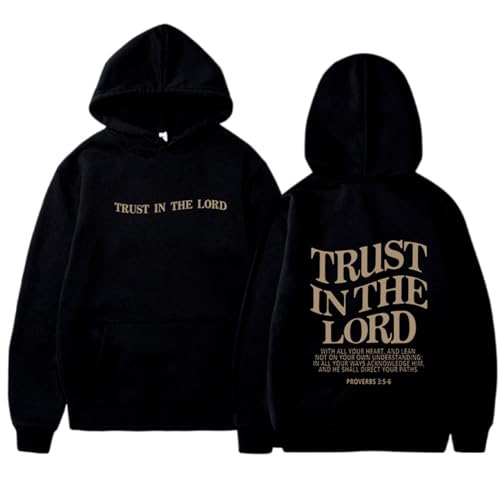 Christian Sweatshirts Für Frauen Trust In The Lord Kapuzenpullover Tops Loose Fit Casual Langarm Christian Hoodies Taschen, Schwarz , 50 von Generic