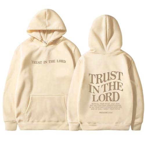 Christian Sweatshirts Für Frauen Trust In The Lord Kapuzenpullover Tops Loose Fit Casual Langarm Christian Hoodies Taschen, khaki, 42 von Generic