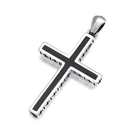 Christliche Kreuz-Anhänger-Halskette, Herren-Gothic-Vintage-Kreuz-Halskette aus S925-Sterlingsilber, Silber, Anhänger + Kette 50 cm von Generic