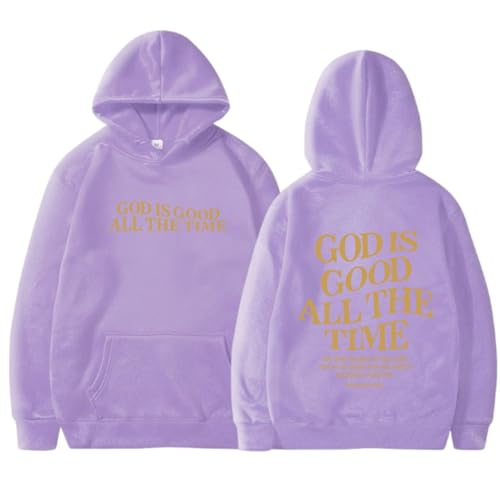 Christliche Sweatshirts für Damen, God is Good All The Time, Kapuzen-Sweatshirt mit Taschen, lockere Passform, Herbstkleidung für Damen, violett, M von Generic