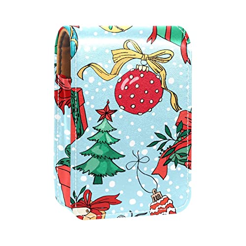 Christmas Elements Ball Tree Box Lipgloss Halter Lippenstift Case Tragbare Mini Lippenstift Aufbewahrungsbox Reise Lippenstift oder Organizer Case mit Spiegel für Frauen, Mehrfarbig, 9.5x2x7 cm/3.7x0.8x2.7 in von Generic