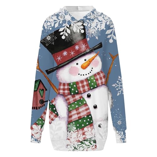 Christmas Hoodie Kleid Damen Weihnachtspullover Weihnachtskleider Hoodie Weihnachtspullover Damen Rentier Print Hoody Kleid Langes Weihnachtskleid mit Taschen von Generic