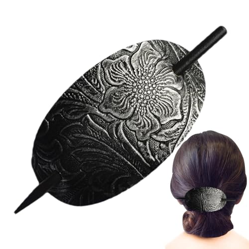 Claw Für Haare Aus Leder Kralle - Kopfstücke Für Haare Mit Stab | Ovale Lederkrallen | Lederhaartriebe Vorne | Pony Cotail Holder For Women (Silber) von Generic