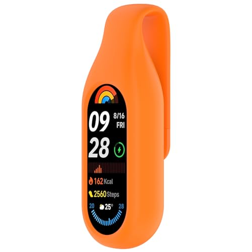 Clip Halter Kompatibel mit Xiaomi Smart Band 10 Cliphalter Silikon Ersatz Clip Verschluss Gehäuseabdeckung Zubehör Schutz Hülle Cover Case für Männer Frauen (Orange) von Generic