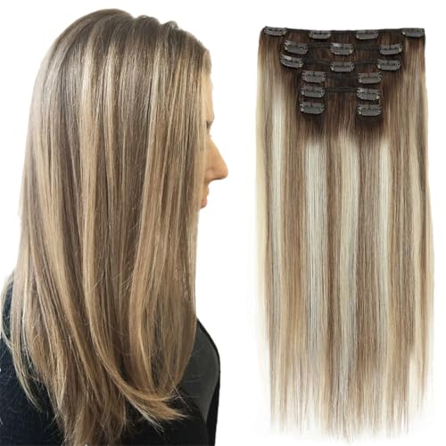Clip-In-Extensions Aus Glattem Remy-Echthaar, Ombré-Haarverlängerung Mit Clips, 70 G von Generic