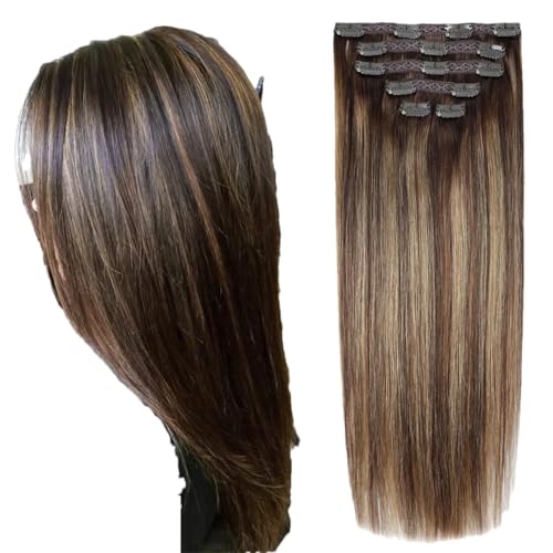 Clip-In-Extensions Aus Glattem Remy-Echthaar, Ombré-Haarverlängerung Mit Clips, 70 G von Generic