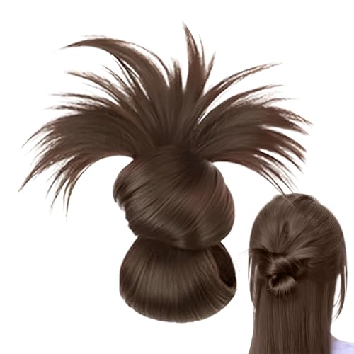 Clip on Federed Bun Perücken - weiches, unordentliches Bun Clip Chaos Bun Haarteil dunkelbraun mit Highlights | Leichte natürliche bequeme alltägliche Haarschleimhaare erhöhen Haarvolumen für Frauen m von Generic