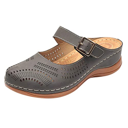 Clogs Damen mit Fussbett Gartenschuhe Leicht Sommer Gartenclogs Gummi Pantoletten Vorne Geschlossen Damenschuhe rutschfest Gummischuhe Orthopädische Freizeitschuhe Bequem Sandalen von Generic