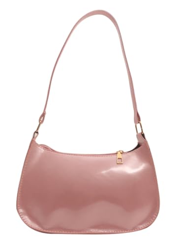 Clutch aus Lackleder, glänzend, Abendhandtaschen für Damen, Achsel-Umhängetasche, Mini-Hobos, Pink von Generic