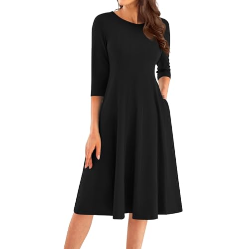 Cocktailkleid A Linie Damen Sommerkleid Midi Damen Leicht Sommerkleid Midi Sommerkleid Damen Langarm Midi Kleid Damen Elegant Langes Sommerkleid Damen Damen Sommerkleider von Generic
