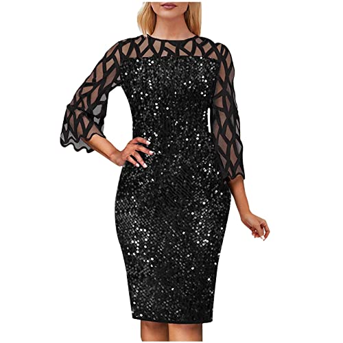 Cocktailkleid Damen Abendkleid Damen Spitzenkleid Cocktailkleid 3/4 Ärmel Glitzerkleid Rundhals Bleistiftkleid Elegant Knielang Kleid Partykleid Ballkleider Cocktailkleid Damen Abendkleid Damen Spitzenkleid Cocktailkleid 3/4 Ärmel Glitzerkleid Rundhals Bleistiftkleid Elegant Knielang Kleid Partykleid Ballkleider von Generic