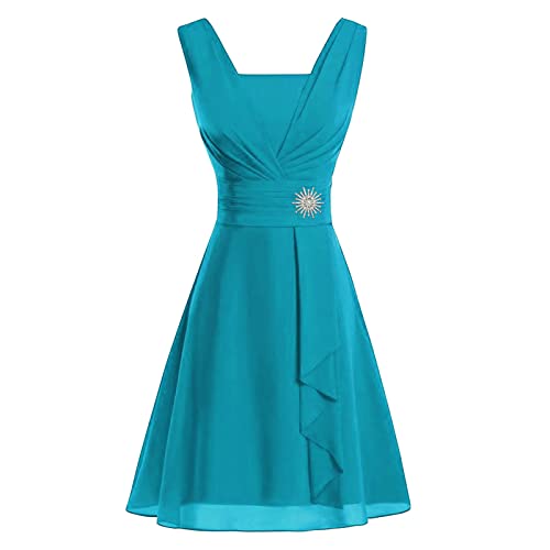 Cocktailkleid Damen Kleider Overszie V-Ausschnitt Chiffon Abendkleider Rückenfrei Frauen Brautkleid Hohe Taille Partykleid Elegant Cocktailkleid Wickelkleid von Generic
