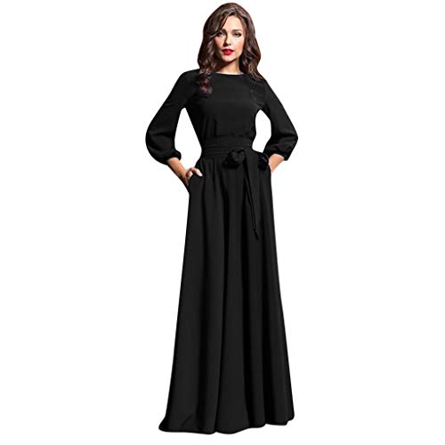 Cocktailkleid Damen Kleider Partykleid Oversize Vintage Rundhals Cordkleider Langarm Abendkleider Brautkleid mit Gürtel Elegant Maxikleid Cocktailkleid Club Kleid von Generic