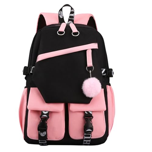 College Campus Schultasche Weiblich Schwarz Weiß Schulrucksack Burden Linderung Jungen Schultasche Junior Schulterrucksack Rosa Einkaufsrucksack (Rosa) von Generic