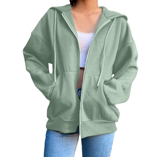College Jacke Damen,Damen Sweatjacke Reißverschluss Hooded | Übergroße Größen Sweatjacke aus Baumwolle | Lässig Streetwear Style Herbst Winter von Generic