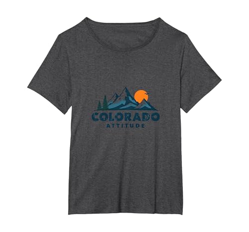 Colorado Attitude Mountain Adventure Outdoor-Grafik T-Shirt, Damen Große Größen, Anthrazit Meliert, 2X von Generic