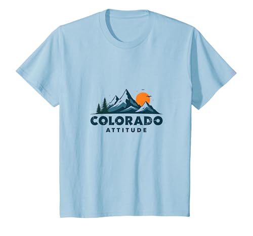 Colorado Attitude Mountain Adventure Outdoor-Grafik T-Shirt, Kinder, Himmelblau, 128 von Generic