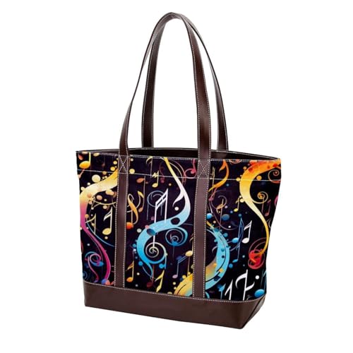 Colorful Notes-115 Tragetaschen, strapazierfähiges Leder-Leinen, Geldbörsen und Handtaschen für Damen, Tragegriff oben, Hobo-Taschen von Generic
