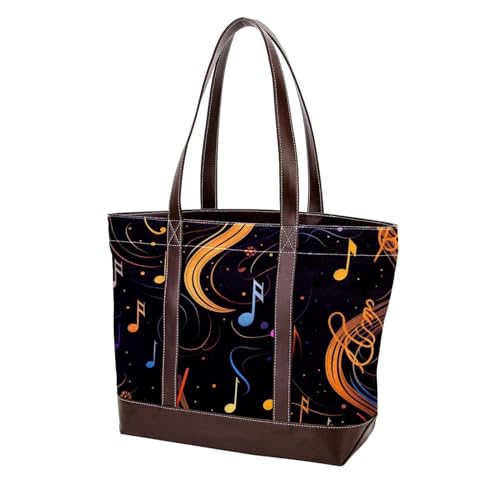 Colorful Notes-122 Modische gewaschene strapazierfähige Ledergeldbörse für Damen, mit Tragegriff oben, mit Taschen, Reißverschluss, Mehrfarbig 04, 33.8x12x31cm/13.3x4.7x12.2 in von Generic