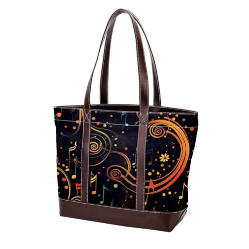Colorful Notes-142 Tragetaschen, strapazierfähiges Leder-Leinen, Geldbörsen und Handtaschen für Damen, Tragegriff oben, Hobo-Taschen von Generic