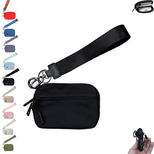 Commonlyto Geldbörse, wasserdichtes Nylonmaterial, Geldbörsen mit Armband for tägliche Reisen und Einkäufe mit Ausweisfenster(Black) von Generic
