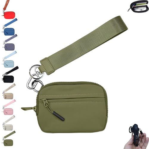 Commonlyto Geldbörse, wasserdichtes Nylonmaterial, Geldbörsen mit Armband for tägliche Reisen und Einkäufe mit Ausweisfenster(Green) von Generic