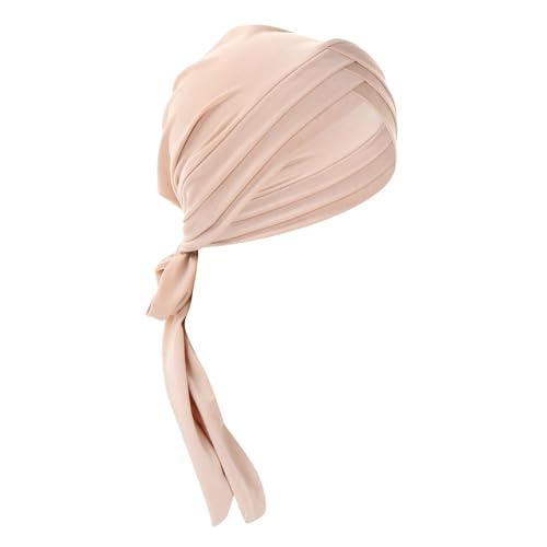 Compoundbogen Pfeile Eid Al Fitr-Stirnband für Damen, einfarbig, dreifacher langer Schwanz, muslimisches Stirnband, kann hinter dem Hut gebunden werden Stirnband Schwarz Damen Perlen (Beige, One Size) von Generic