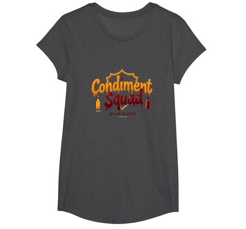 Condiment Squad: Ketchup- und Senf-Geschmacksstreuer T-Shirt, Girls, Anthrazit Meliert, L von Generic