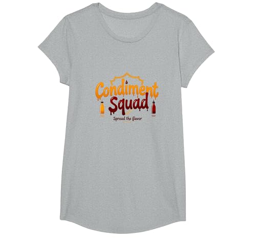 Condiment Squad: Ketchup- und Senf-Geschmacksstreuer T-Shirt, Girls, Grau Meliert, XS von Generic