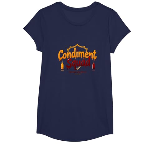 Condiment Squad: Ketchup- und Senf-Geschmacksstreuer T-Shirt, Girls, Marineblau, L von Generic