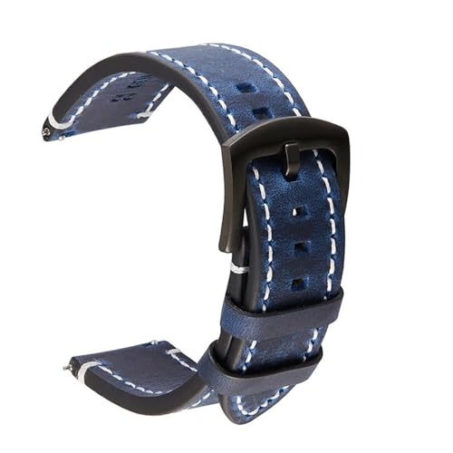 Cong Yi 18mm 20mm 22m 24mm Quick Release Leder Uhrenarmbänder Casual Gürtel Smart Uhr Armband Weiche Bequeme Armband Armbanduhr Band(Blue,22mm) von Generic