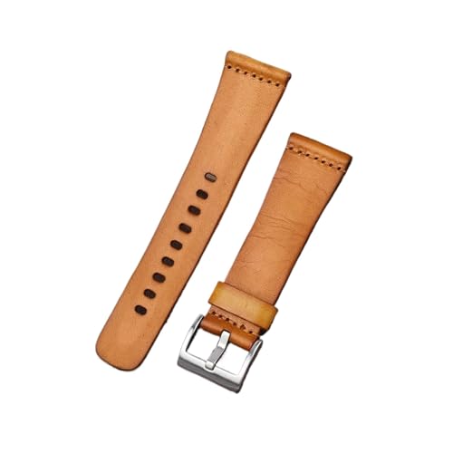 Cong Yi 24mm Vintage Echtleder Armband Schwarz Kaffee Braun Damen Herren Uhrenarmband Edelstahl Schnalle Uhren Zubehör(Tan) von Generic