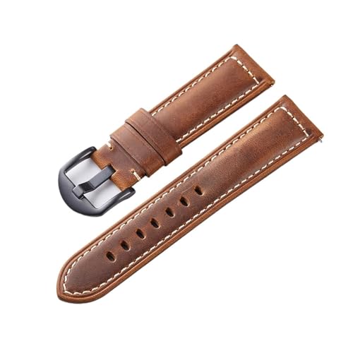 Cong Yi Crazy Horse Leder Uhrenarmbänder Wirst Uhr Leder Riemen 20mm 22mm 24mm Herren Uhr Armband Rindsleder Gürtel(Dark Brown-Black,20mm) von Generic