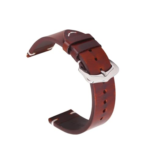 Cong Yi Echtes Leder-Uhrenarmband, 18 Mm, 20 Mm, 22 Mm, 24 Mm, Öl-Wachs-Leder, Handgefertigte Nähte, Uhrenarmband For Damen Und Herren(Drak brown,18mm) von Generic