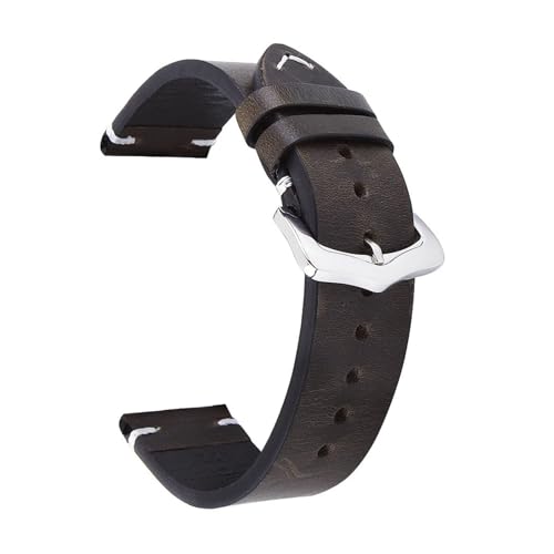 Cong Yi Echtes Leder-Uhrenarmband, 18 Mm, 20 Mm, 22 Mm, 24 Mm, Öl-Wachs-Leder, Handgefertigte Nähte, Uhrenarmband For Damen Und Herren(Green,24mm) von Generic