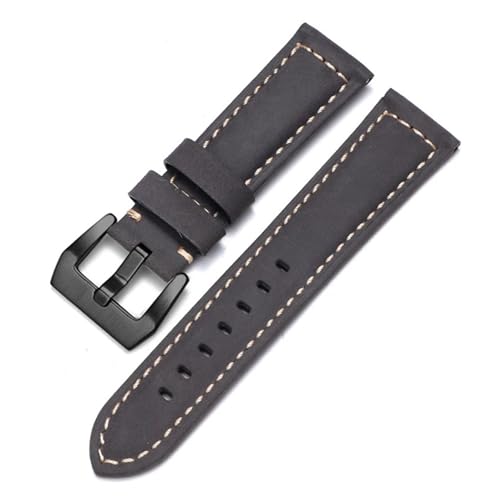 Cong Yi Echtlederarmband kompatibel mit Panerai-Uhrenarmband for Herren und Damen, PAM111/441/312, Crazy Horse-Gürtel, 20 mm, 22 mm, 24 mm, 26 mm(Gray-Black,24mm) von Generic