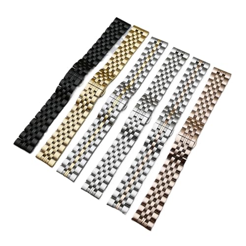 Cong Yi Edelstahl Uhr Armbandarmband 18mm 19mm 20mm 21mm 22mm Frauen Männer Feste Metall Uhrband Kompatibel mit Getriebe S3 Uhr Zubehör(Black,19mm) von Generic