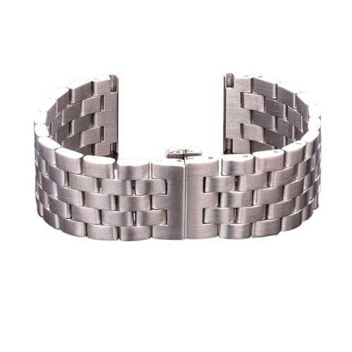 Cong Yi Uhr 20 22 24 26 Mm Edelstahl-Uhrenarmbänder Damen Herren Silber Gebürstetes Metall Uhrenarmband Faltschließe(20mm) von Generic