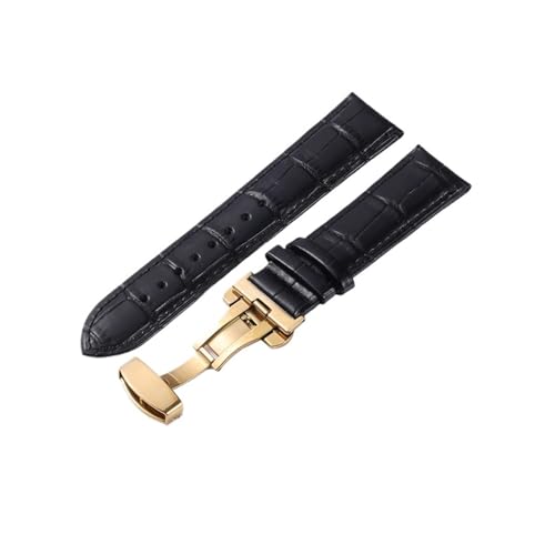 Cong Yi Uhrenarmband Aus Leder Mit Bambusmuster, 18 Mm, 20 Mm, 22 Mm, 24 Mm, Mit Schmetterlingsverschluss, Herren-Business-Armband(Black-G,20mm) von Generic