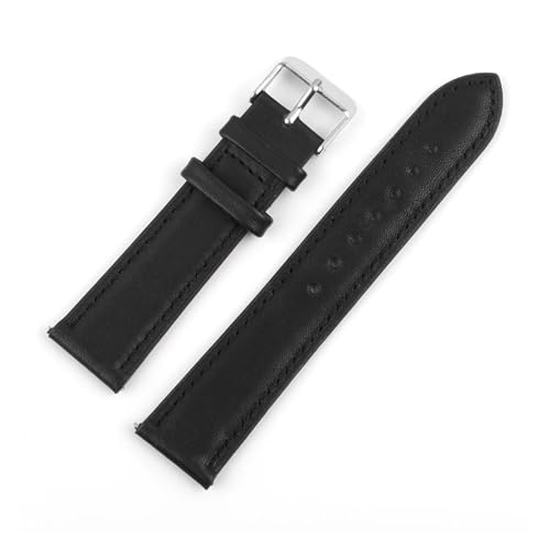 Cong Yi Vintage-Leder-Uhrenarmband, 20 Mm, Ersatz-Edelstahl-Schnalle For Herren- Und Damen-Uhrenzubehör(Black) von Generic