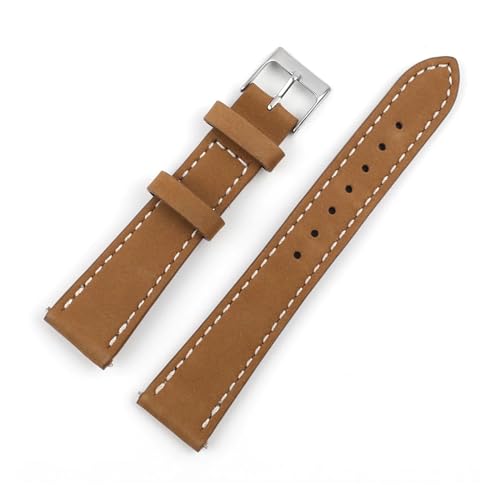 Cong Yi Vintage-Leder-Uhrenarmband, 20 Mm, Ersatz-Edelstahl-Schnalle For Herren- Und Damen-Uhrenzubehör(Brown) von Generic