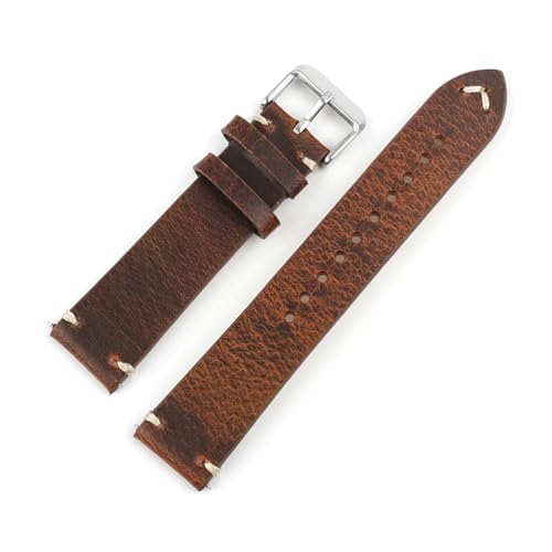 Cong Yi Vintage-Leder-Uhrenarmband, 20 Mm, Ersatz-Edelstahl-Schnalle For Herren- Und Damen-Uhrenzubehör(Coffee) von Generic