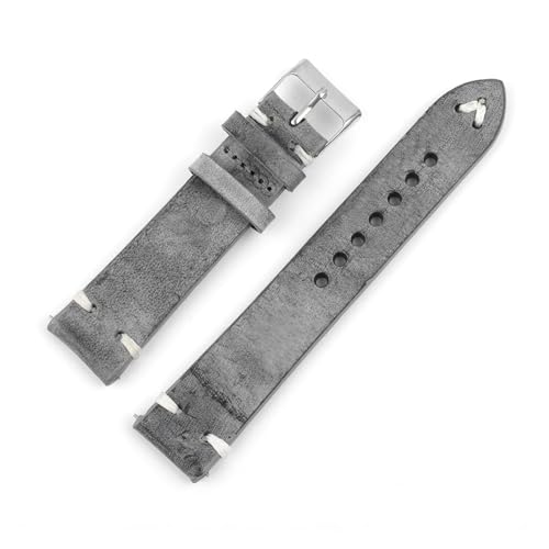 Cong Yi Vintage-Leder-Uhrenarmband, 20 Mm, Ersatz-Edelstahl-Schnalle For Herren- Und Damen-Uhrenzubehör(Gary) von Generic