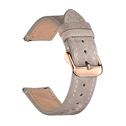 Cong Yi Wildleder-Uhrenarmbänder 18 mm 20 mm 22 mm matte Rindslederbänder kompatibel mit der Uhr GT3/GT3 Pro Armband Goldbraunes Uhrenarmband(Khaki-Rose Gold,20mm) von Generic