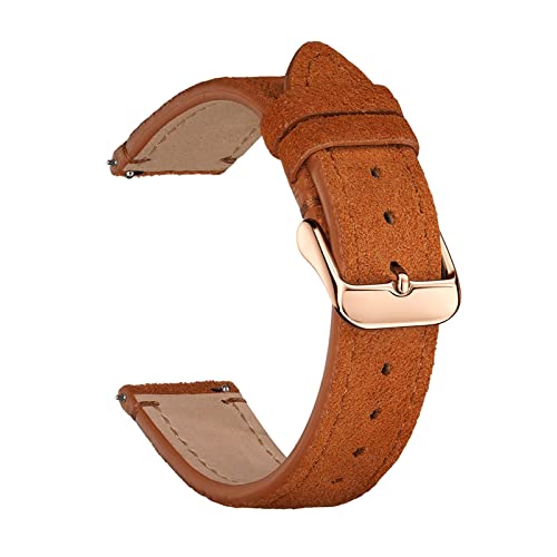 Cong Yi Wildleder-Uhrenarmbänder 18 mm 20 mm 22 mm matte Rindslederbänder kompatibel mit der Uhr GT3/GT3 Pro Armband Goldbraunes Uhrenarmband(Orange-Rose Gold,20mm) von Generic