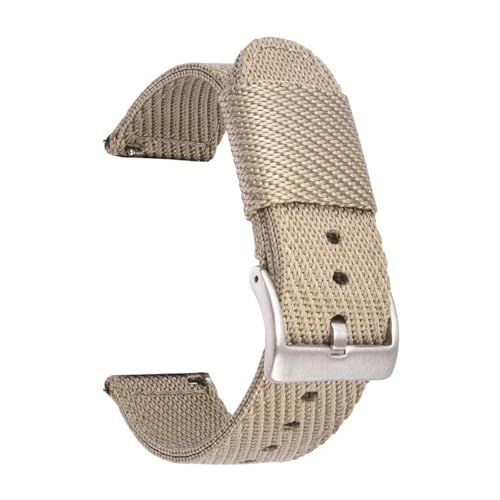 CongYi 18mm 20mm 22mm 24mm Sport Weave Nylon Uhrenarmband Damen Herren Armbanduhr Armband Quick Release Stoff Uhrenarmband Armband(Khaki silver buckle,20mm) von Generic