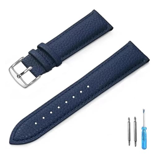 CongYi Echtes Leder Uhrenarmband 12mm 14mm 16mm 18mm 20mm 22mm Uhrenarmband for Mann Frauen(Blue-S_22mm) von Generic