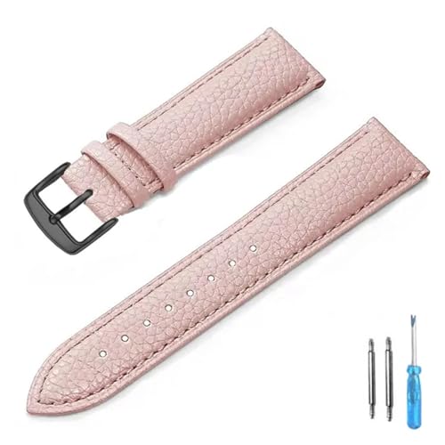 CongYi Echtes Leder Uhrenarmband 12mm 14mm 16mm 18mm 20mm 22mm Uhrenarmband for Mann Frauen(Pink-BK_18mm) von Generic